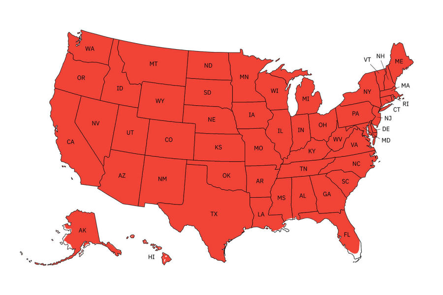WIND ZONE MAP - WZ3D can be used in all red areas of the US for residential and commercial use.